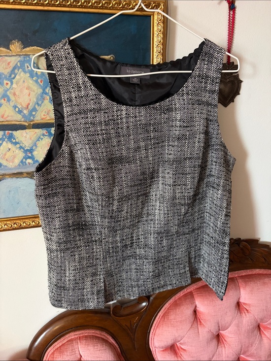 Liz Claiborne Tops - Liz Claiborne Black and White Tweed Sleeveless Shell